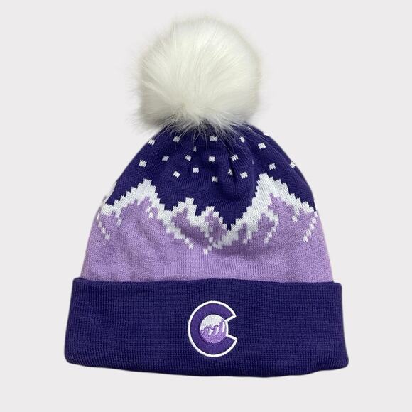Boco Gear Purple Colorado Flag Mountain Pom Pom Beanie Winter Hat - Picture 1 of 6